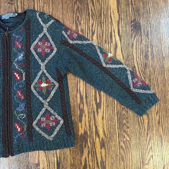 Vintage 90s Zip Up Wool Cardigan Sweater - Picture 7 of 11